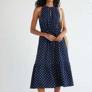 Navy Blue Sleeveless Midi Dress